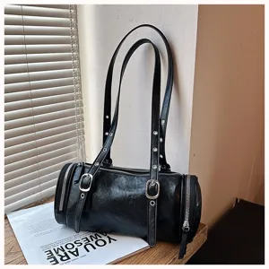 Retro Motorrad Ölleder Zylinder Schultertasche, trendige unterarm Boston Tasche.