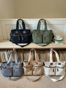 Casual corduroy multi-pocket grote capaciteit tote tas schouder crossbody kleuren