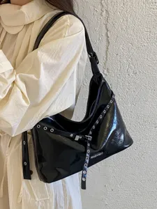 Korean Vintage PU Leather Motorcycle Bag Women Spice Girl Shoulder Crossbody Tote Bag Large Capacity Casual Fashion