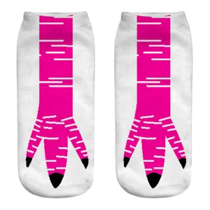 Lustige Tierkrallen Socken mit 3D Digitaldruck für Damen und Herren, weiße kurze Knöchelsocken.