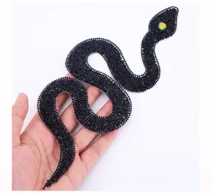 Black rhinestone snake patch DIY decorative applique crystal resin snake craft accessory