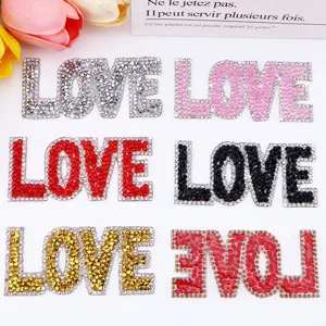 Glanzende Strass LOVE Letter Patch DIY Opstrijkbare Strass Applique Voor Kleding Tassen En Kledingaccessoires