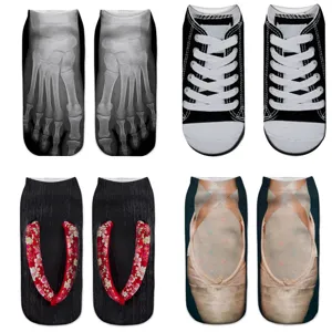 Unisex Novelty 3D Print Funny Socks Creative Short Crew Socks Casual Breathable Polyester Socks For Men Women