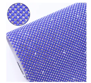 Blue resin rhinestone sheet hot melt adhesive mesh drill DIY apparel decor sparkle ribbon