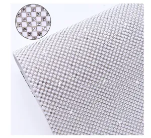 Resin rhinestone mesh sheet close up detail hot melt adhesive DIY clothing accessory sticker