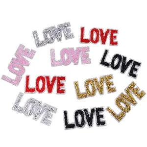 Strass love letters patch DIY sprankelende kledingaccessoire decoratief motief hoofd