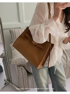 Borsa a tracolla donna marrone minimalista elegante vintage casual grande capacità