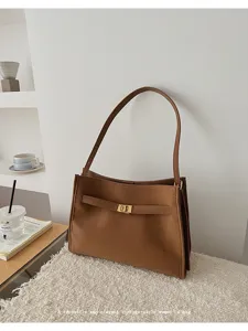 Borsa a tracolla vintage marrone classica da donna borsa tote minimalista ed elegante.
