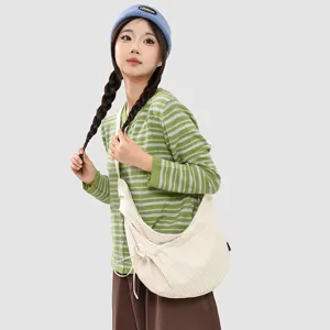 Borsa a tracolla in tela casual in stile coreano, grande borsa hobo da donna