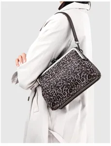 Borsa a tracolla elegante da donna con stampa leopardata borsa retro con chiusura baci