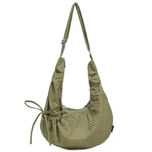 Borsa a tracolla morbida a quadri verde oliva borsa hobo casual per donne pendolari