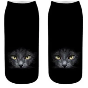 Calzini da Donna con Stampa Gatto 3D Simpatico Animale Cartoon Divertenti Calzini Bassi Morbidi Poliestere Casual