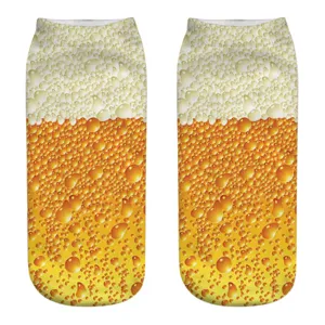 Chaussettes Courtes Nouveauté Imprimé Bière 3D Unisexe Mousse Drôle Chaussettes Basses