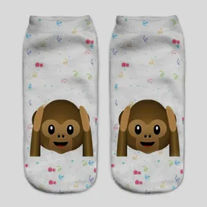 Unisex 3D printed monkey pattern ankle socks comfortable casual novelty socks for daily wear