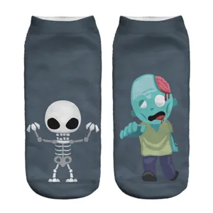 Halloween 3D Printed Cartoon Skeleton Zombie Novelty Ankle Socks For Women Daily Wear