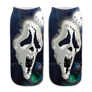 Halloween 3D Ghost Print Women Ankle Socks Spooky Festival Harajuku Style Short Socks
