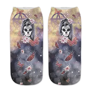 Women's Halloween 3D Print Short Socks Cute Goth Pumpkin Witch Skull Ghost Ankle Socks Funky Novelty Festival Hosiery