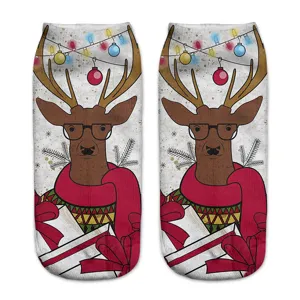 Cute Christmas deer 3D printed winter socks festive holiday gift pattern ankle socks