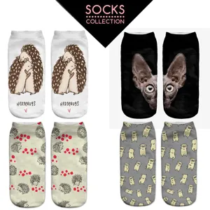 Women's 3D Cute Animal Print Short Socks Harajuku Style Casual Anti-Slip Sweat-Absorbent Breathable Ankle Socks