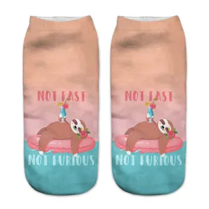 Unisex Casual 3D Faultier Tierdruck Kurze Socken Mode Süße Cartoon Boot Socken Polyester Socken