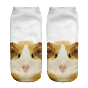 Cute 3D Guinea Pig Print Ankle Socks Casual Funny Animal Socks For Women Novelty Daily Wear