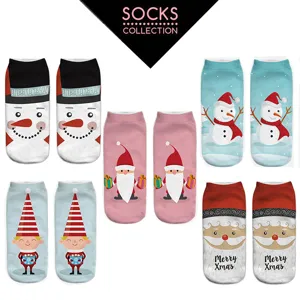 Women's Christmas 3D Printed Short Socks Winter Cute Cartoon Polyester Casual Ankle Socks Festive Hosiery