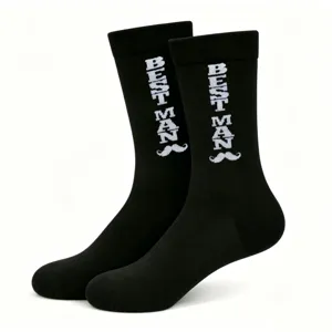Best man wedding socks black cotton mid-calf casual dress socks for groomsmen wedding party.