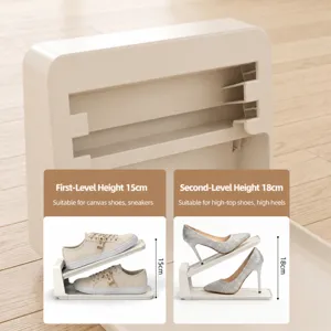 Zapatero ajustable de doble capa ahorrador de espacio soporte de plastico para zapatos