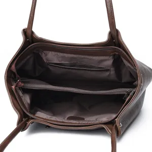 Klassieke bruine dames shopper tas grote capaciteit PU lederen schoudertas casual
