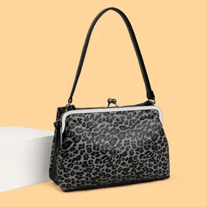 Borsa a Tracolla da Donna con Stampa Leopardo Moda Lusso Designer Pelle PU Borsa Crossbody Vintage Borsa a Mano con Chiusura a Bacio Casuale Quotidiana