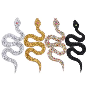 Rhinestone snake patch DIY sparkling crystal applique for clothing bags decorative accessory