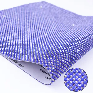 Colorful resin rhinestone sheet with hot melt adhesive backing for DIY clothing bags decor.
