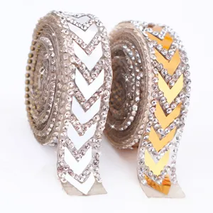 Self Adhesive Rhinestone Ribbon Trim Crystal Glass Rhinestone Strip For DIY Craft Clothing Accessories Decoration