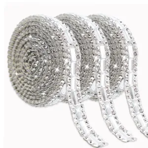 Sparkling self-adhesive rhinestone strip crystal ribbon roll for DIY crafts and decor.