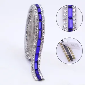 Bande de strass adhésive cristal bleu bricolage décoration ruban scintillant vêtement