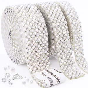Kristallglas Kunstparel Strass Bies Lint Voor Jurken Hoeden Haaraccessoires DIY Handgemaakte Decoratieve Ambacht