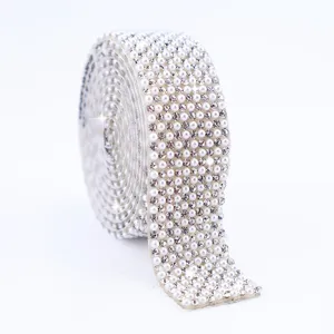 Glitterende parel strass lint rand voor DIY ambachten, kleding, schoenen en bruiloft decor.
