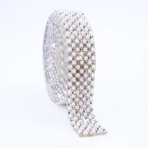 Parel strass lint trim voor DIY ambachten trouwjurk schoenen hoed decoratieve accessoires rol