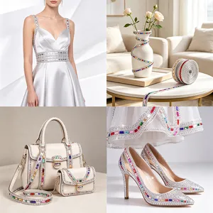 Ruban de strass cristal autocollant pour la decoration de vetements et accessoires DIY.
