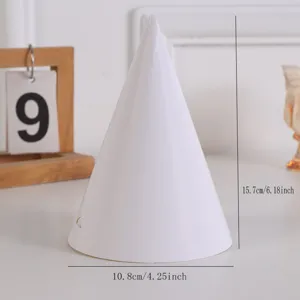Blank white paper cone hat for kids DIY painting craft, lightweight disposable art supply.