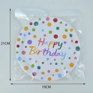 Piatti di carta con pois colorati per festa di compleanno, decorazione tavola semplice 19cm.