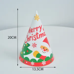 Christmas party cone hat detailed view with 20cm height and 13.5cm diameter for holiday decor.