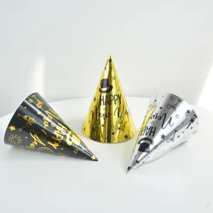 New year party paper hat gold stamping cone hat celebration photo props decoration