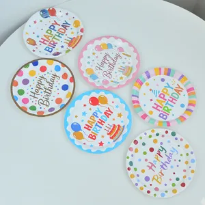 Piatti di carta a pois stile Ins per decorazione festa di compleanno set da 6 pezzi.