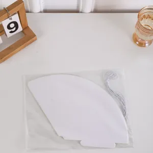 Blank DIY paper hat for kids painting art crafts, solid white handmade paper hat with hanging string.