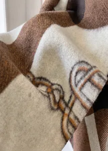 Écharpe châle à imprimé géométrique doux, style luxueux rétro hiver chaud vêtement.