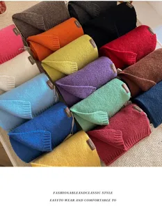 Korean soft knit winter scarf for women and couples, cozy and warm solid color neck warmer.