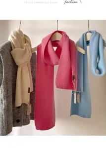 Korean soft knitted wool scarf winter warm couple trendy solid color winter scarf accessory.
