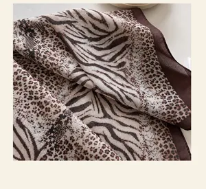 Retro Tierdruck Quadrate Schal vielseitige Mode Halstuch Damen Alltagsoutfit Accessoire