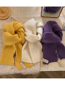 Korean soft 100% pure wool knitted scarf winter couple warm thick cozy fashion winter accessory detail